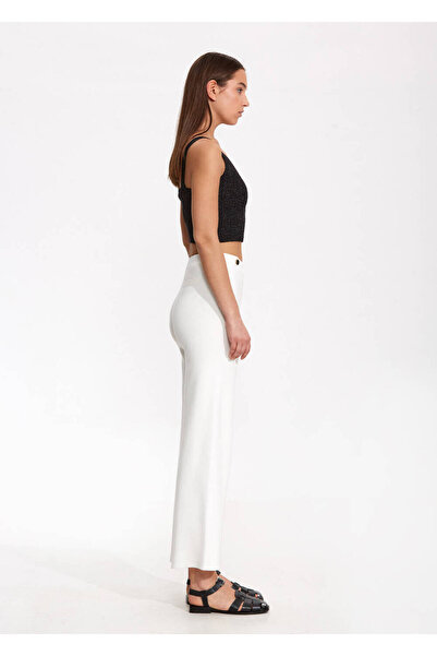 Knitss Apolet Detaylı Beyaz Triko Pantolon