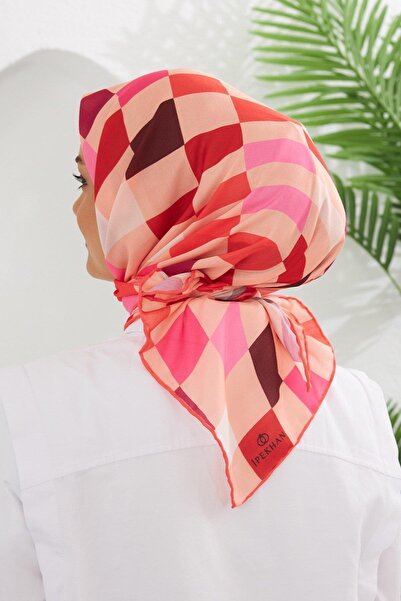 İpekhan Relax Geometrik Ala М'яка шарф-хустка, цегляний 1139-11