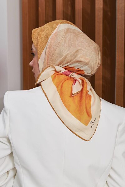 İpekhan Φουλάρι βισκόζης από βαμβακερό μεταξωτό έθνικ σχέδιο - Honey Foam 1127-02