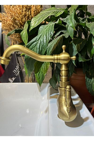 İSAOĞLU YAPI صنبور حوض غسيل ذهبي عتيق بتصميم كلاسيكي عتيق