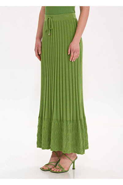Knitss Green Knitwear Skirt with Pleat Detail