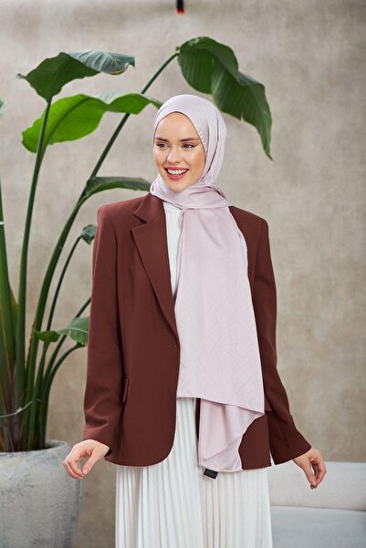 İpekhan Line Leola Pattern Silky Jacquard Shawl Silver 9009-02