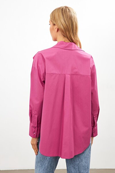 Setre Dusty Rose Detailed Long Sleeve Oversize Shirt