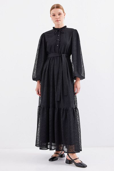 Bigdart Μοντέλο 2509 - Μαύρο Φόρεμα με Δαντέλα Hijab