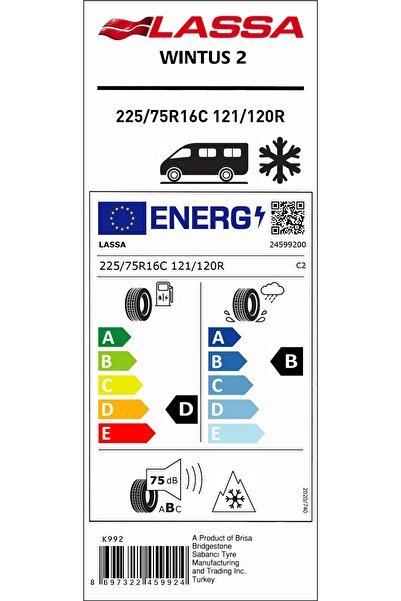 Lassa 225/75R16C 121/120R 12PR,TL M+S SFM WINTUS 2 HAFİF TİCARİ KIŞ LASTİĞİ (ÜRETİM YILI:2025)