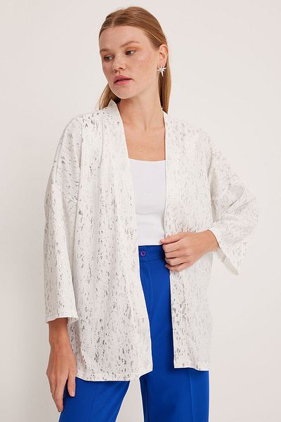 Bigdart Silberner Strickkimono mit Perlen für Damen 5925