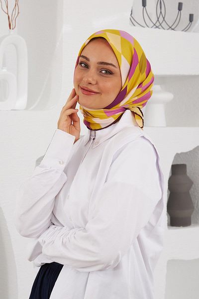 İpekhan Μαλακό κασκόλ Relax Geometric Ala Κίτρινο 1139-01