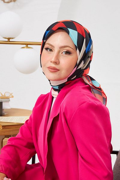 İpekhan Relax Geometric Ala Soft Scarf Red 1139-18