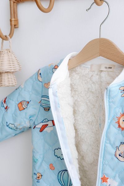 Lilabio Baby Boy Sleeping Bag - Lamb Welsoft, Astronaut with Padding and Balloons