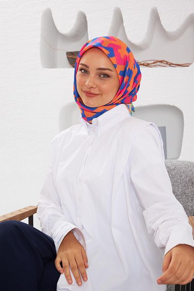 İpekhan Relax Geometrik Venus Μαλακό Κασκόλ Κιτρινωπό Ροζ 1137-02