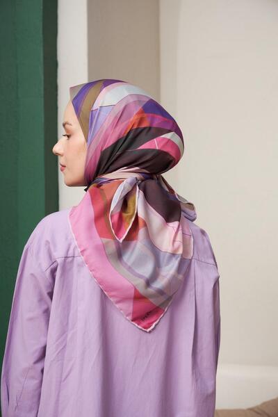 İpekhan Геометричний рожевий шарф з віскози