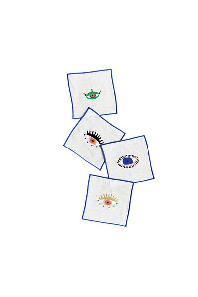 ge living Eye Patterned 4-Piece Cocktail Napkin Set