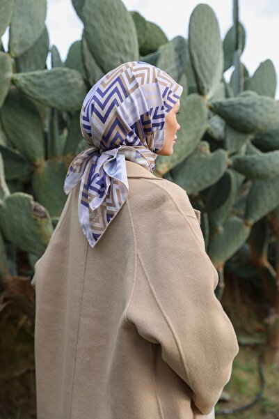 İpekhan LunaLiner Візерунковий м'який шарф, кавовий, норка 1166-09