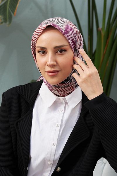İpekhan Φουλάρι βισκόζης από βαμβάκι βιζόν - ρίγες, μοντέλο 1128-12