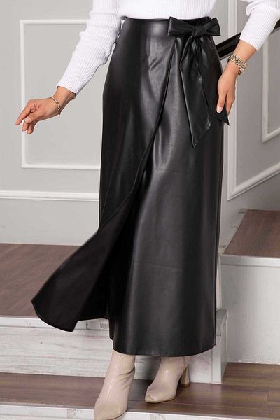 EBRUTESETTÜR Side Tie Leather Skirt