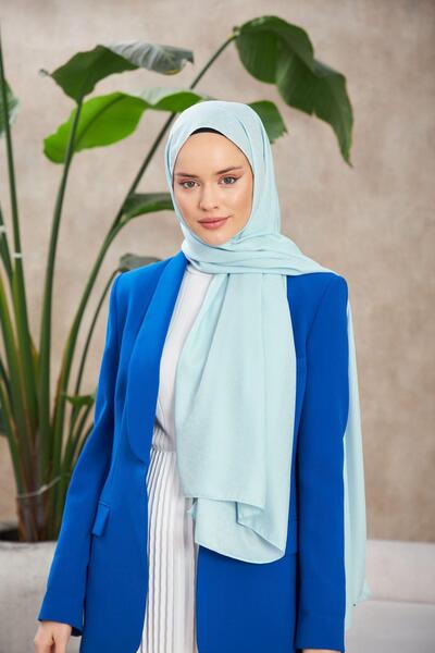 İpekhan Novvela Pattern Silky Jacquard Shawl Gray Blue 9008-10