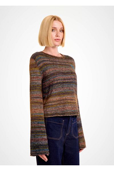 Knitss Преходен трикотаж с кафяв цвят и смесена алпака
