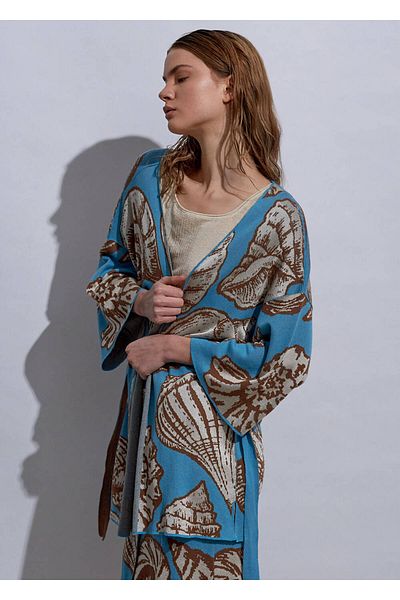 Knitss Kimono de tricotaj cu modele de scoici