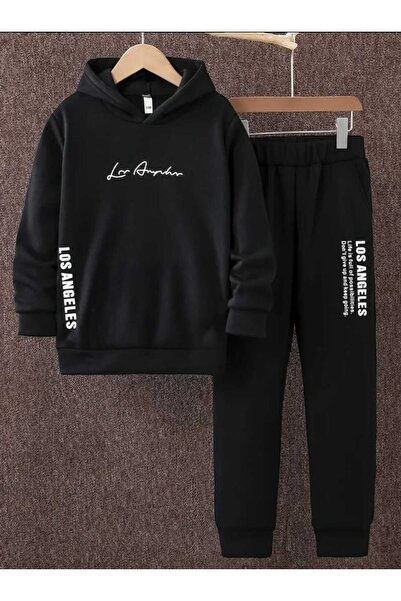 Afternoon Kids Σετ αθλητικής φόρμας για κορίτσι/αγόρι με μαύρη κουκούλα ''Los...