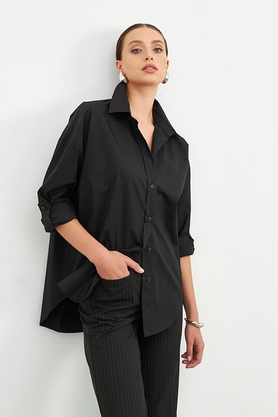 Setre Cămașă neagră cu mânecă lungă oversize