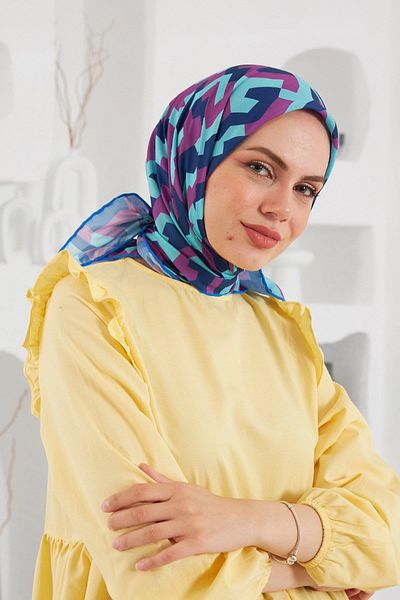 İpekhan Relax Geometrik Venus Μαλακό Κασκόλ Navy Blue 1137-06