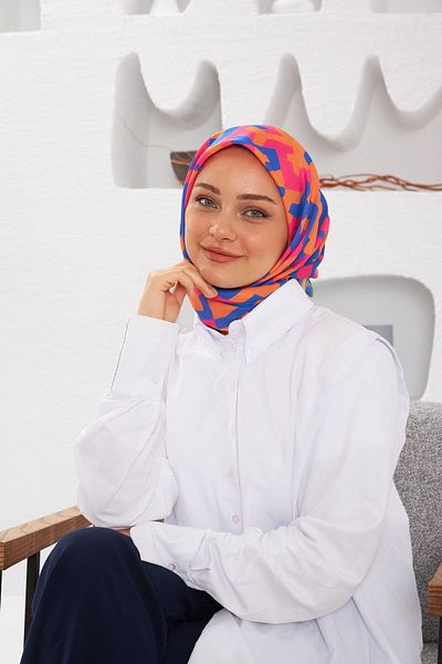İpekhan Relax Geometrik Venus Μαλακό Κασκόλ Κιτρινωπό Ροζ 1137-02