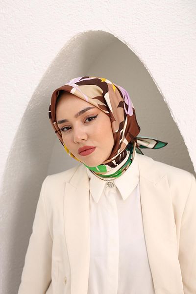 Silk Home Eșarfă din mătase sărg smarald, bej închis, maro, liliac, galben, verde 11406-33
