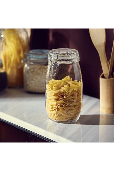 Home Box Atlanta Glass Canister with Metal Clip - 1.4 L