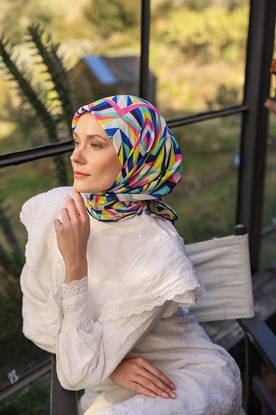 İpekhan Μαλακό κασκόλ Water Green Prism Pattern - 1163-12