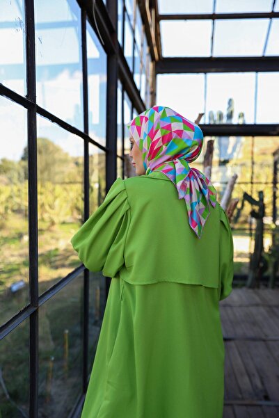 İpekhan Μαλακό κασκόλ Triano Pattern Πράσινο Ροζ 1171-09