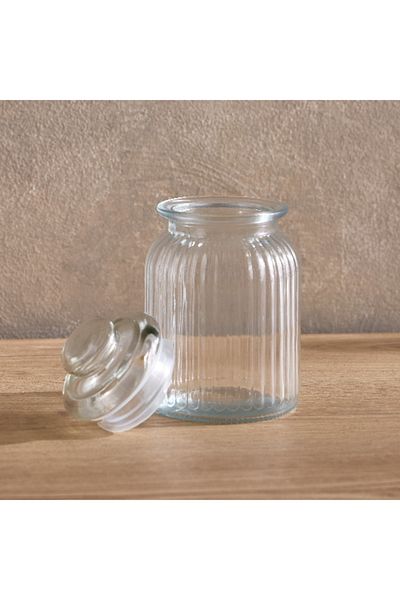 Home Box Essential Ribbed Glass Jar - 1 L