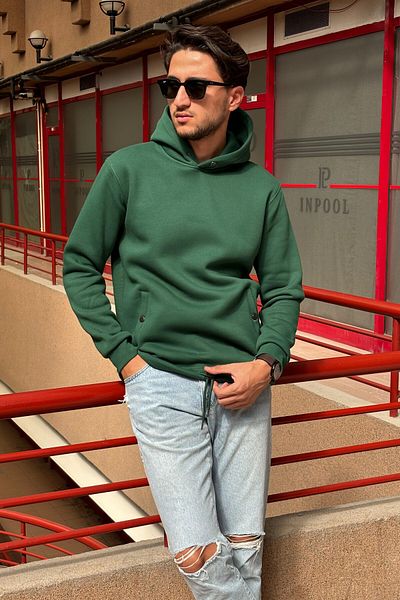 inpool Λεπτομερές φούτερ Urban Culture Hooded Snap - Standard Fit, Χειμώνας-Άνοιξη OD2317