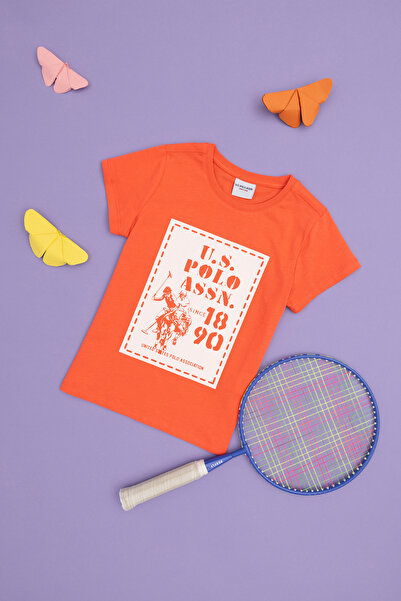 U.S. Polo Assn. Erkek Çocuk Nar Çiçeği Bisiklet Yaka Tişört 50288054-VR039