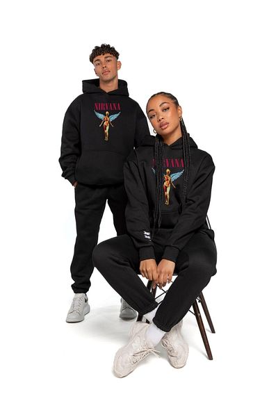 The Champ Clothing Φούτερ με κουκούλα Fleece Nirvana Angel με στάμπα μαύρου Unisex με κουκούλα