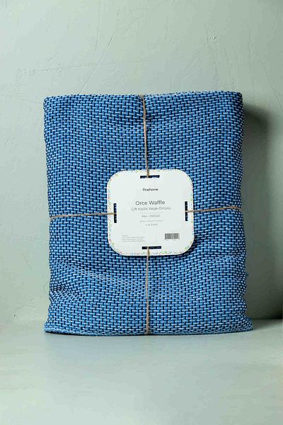 FH finehome Cuvertură de pat dublă albastră Orce Waffle - 200X220