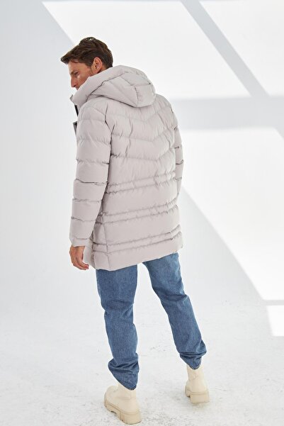 Delpino Ανδρικό πουπουλένιο παλτό με κουκούλα και αντιανεμικό