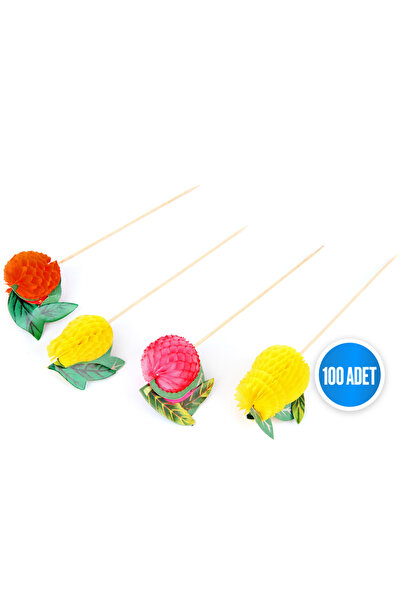 sinisgroupelektronik Renkli Meyveli Kürdan 100 Adet/paket Sunum, Kokteyl, Doğ...