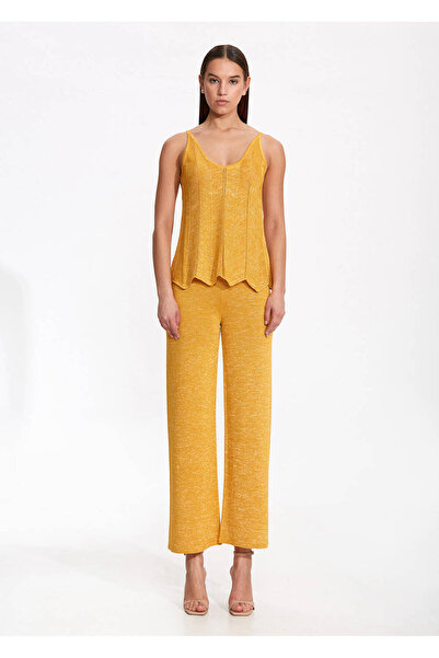 Knitss V Yaka Kolsuz Sarı Triko Üst