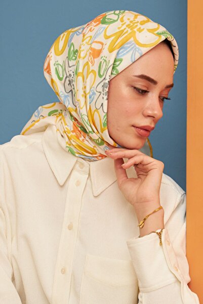 İpekhan Μοντέλο παστέλ κίτρινο βαμβακερό κασκόλ βισκόζης