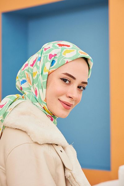 İpekhan Μοντέλο Benetton Green Cotton Viscose Lupine Scarf