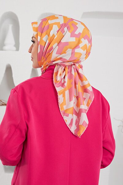 İpekhan Relax Geometirk Venüs Soft Шарф Помаранчевий Рожевий 1137-07