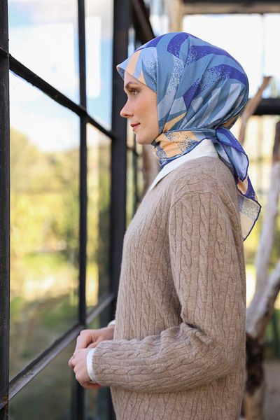 İpekhan Μαλακό κασκόλ Amanda Pattern Purple Blue 1170-07