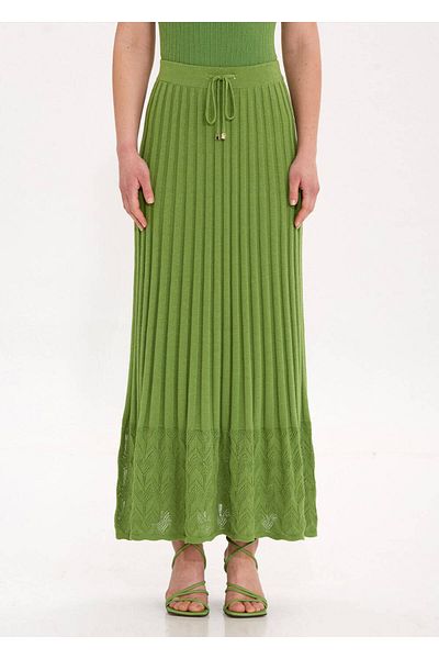 Knitss Green Knitwear Skirt with Pleat Detail