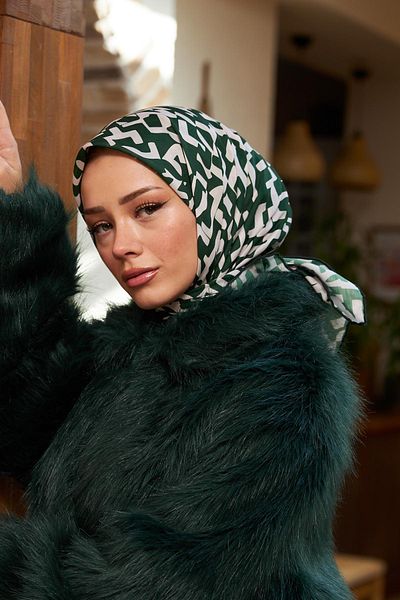 İpekhan Colorday Mono Soft Scarf Emerald White 1152-18