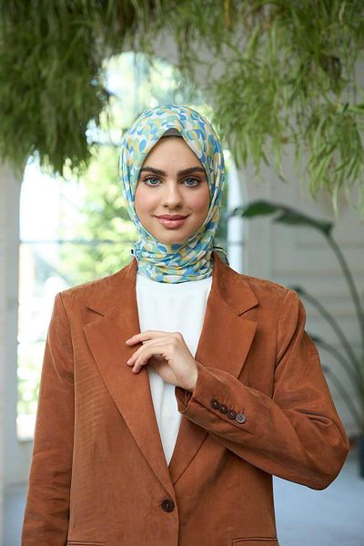 İpekhan Water Green Blue Soft Scarf Summer Sparkle Collection - 1185-10