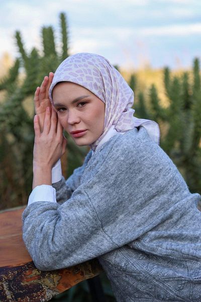 İpekhan Noorkare Pattern Μαλακό Κασκόλ Μαλακό Λιλά 1167-03