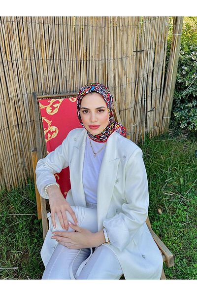 İpekhan وشاح ناتشر مينا الناعم أحمر أسود 1146-08