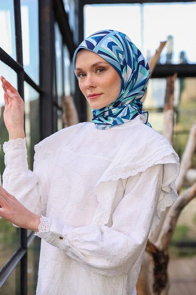 İpekhan Μαλακό κασκόλ Prism Pattern Blue 1163-02