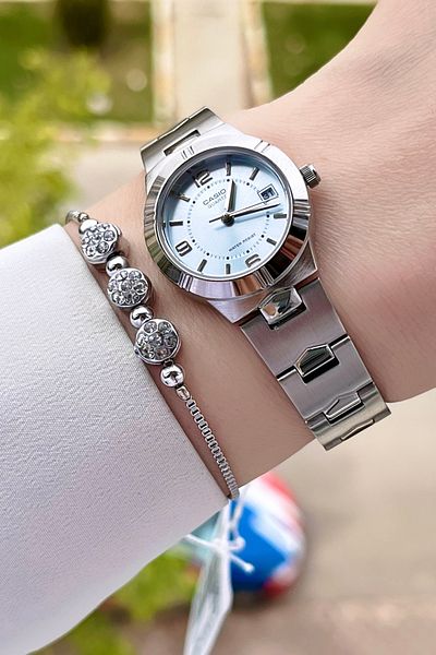 Casio Women's Wristwatch with Blue Dial and Metallic Color 24 Months Warranty