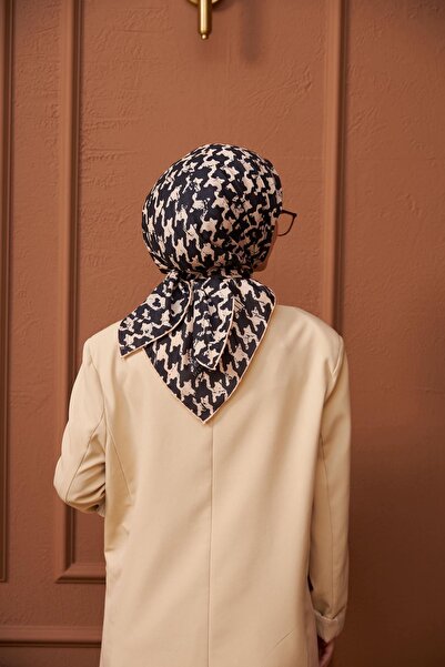 İpekhan Μαλακό κασκόλ Aura Houndstooth Μαύρο Ροζ 1155-12